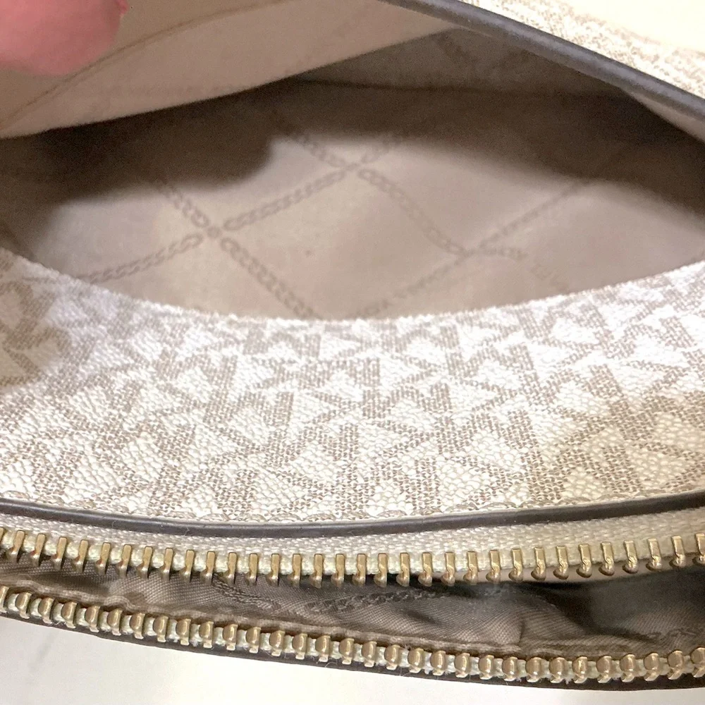 MICHAEL KORS Logo Stripe Dome Crossbody Bag Buttermilk Multi